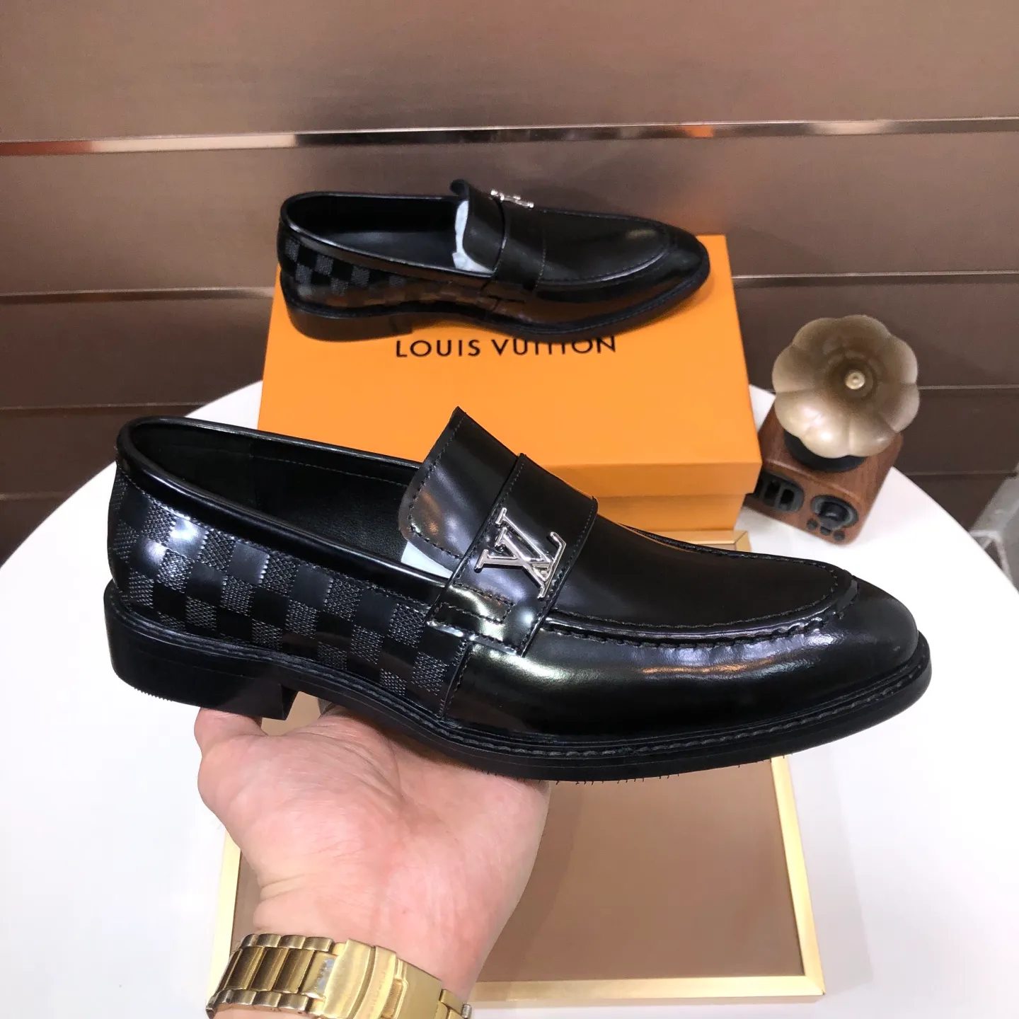 Men's shoes💰460💰【LOUIS VUITTON】(sheepskin lining) new cowhide LV formal shoes🎩🎩❗️🆘made one to one at the counter🎩original quality, imported cowhide upper➕full sheepskin lining➕original rubber outsole, {high quality visible}👣Size: 38-45 (45 custom-made)